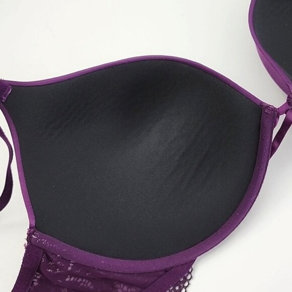 ⭐️2/ $40⭐️ La SENZA Obsession Dark Plum Purple Push Up Underwire Lace Bra 38D - Picture 8 of 14
